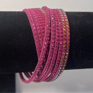 Swarovski Slake Fuchsia Bracelet Wrap Soft Adjustable AB Crystal